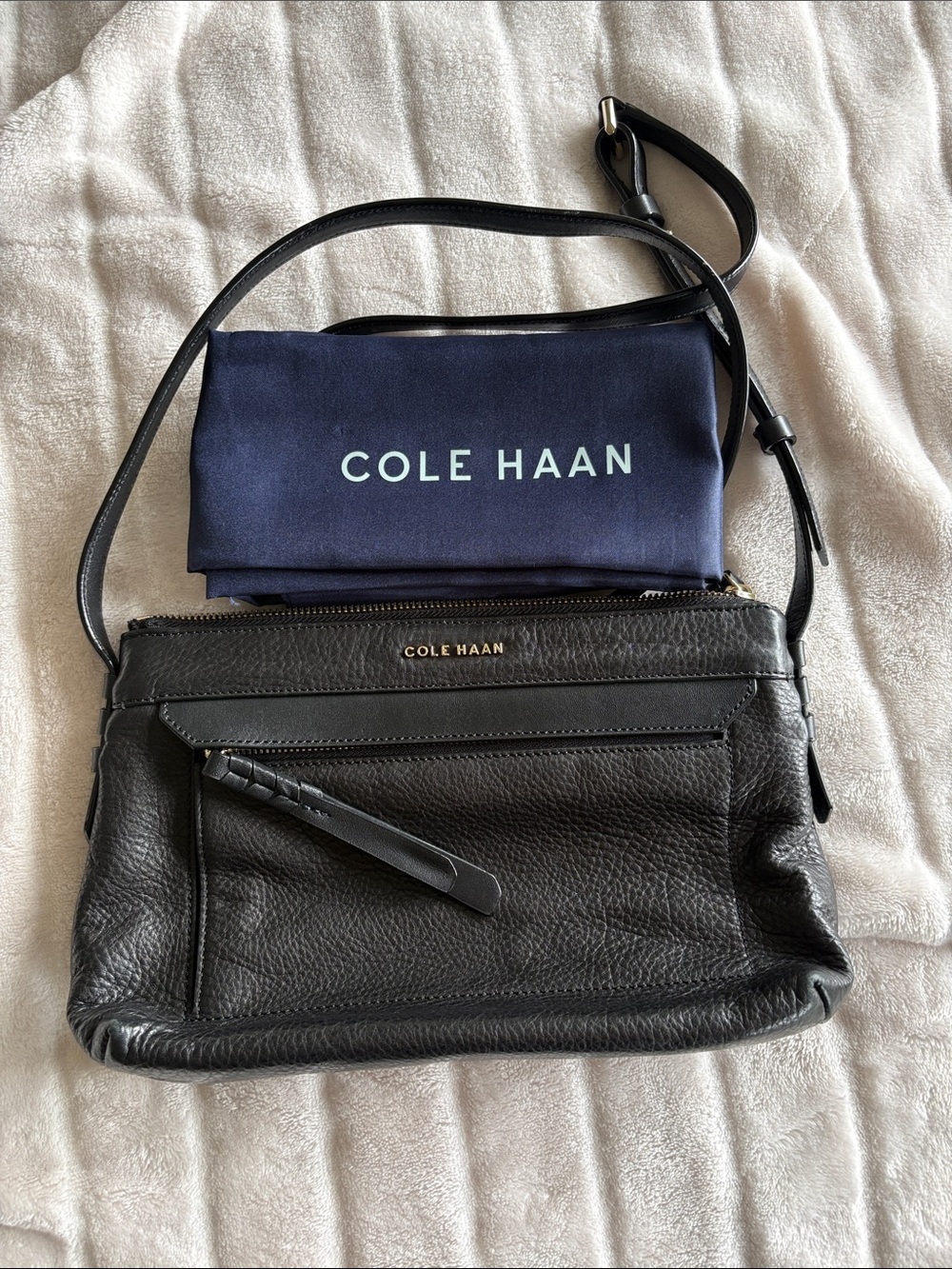 Cole Haan Black Pebbled Leather Crossbody Bag